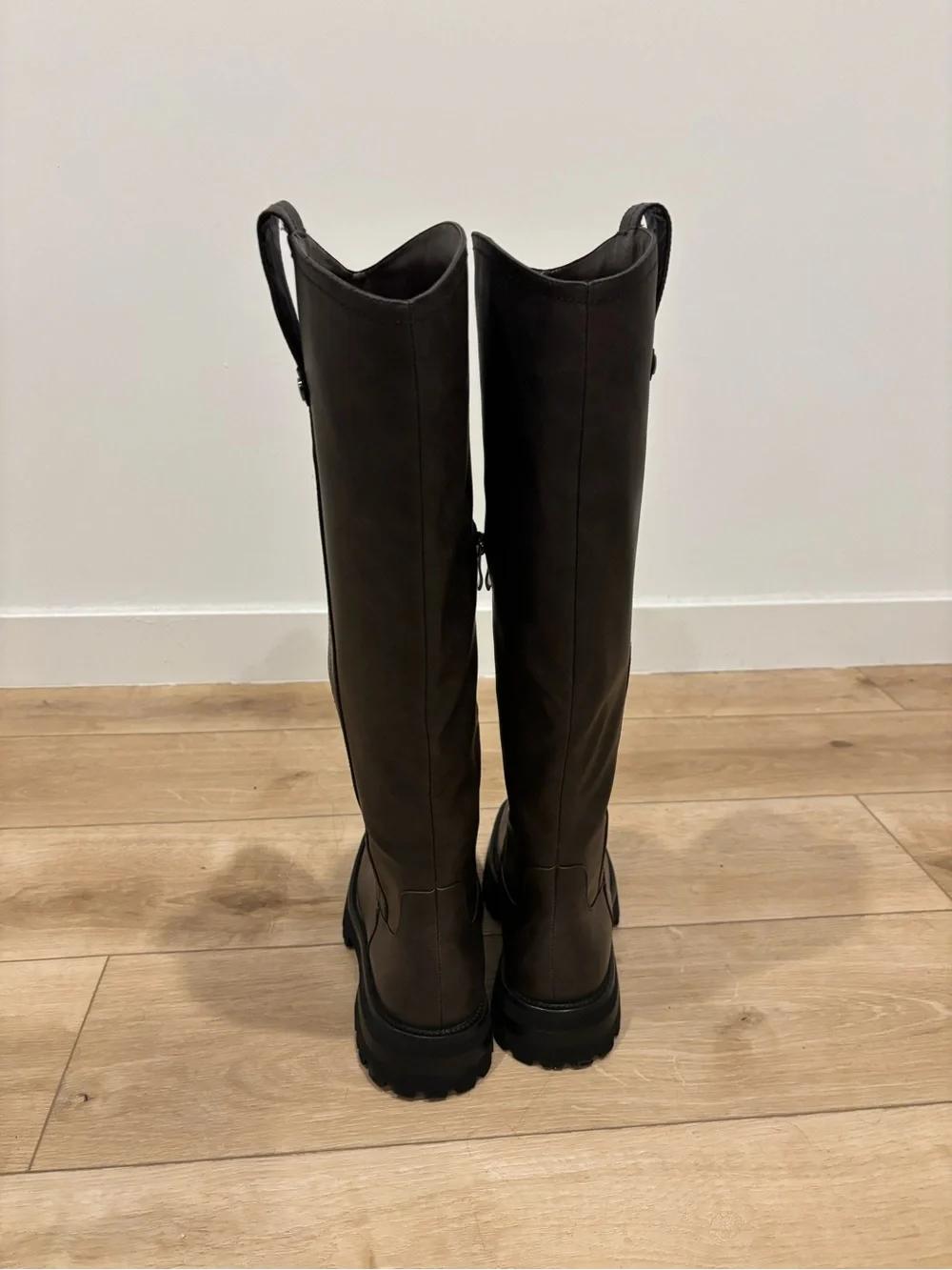 SIMMI London Miles Brown Knee High Tab Detail Boots